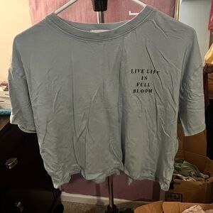 Women's Sage/gray cropped tee – floral graphic (front & back)